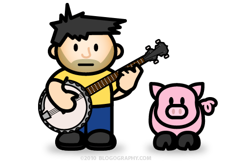 DAVETOON: Lil' Dave plays a banjo for a pig.