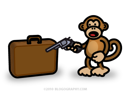 DAVETOON: Bad Monkey Shoots a Suitcase