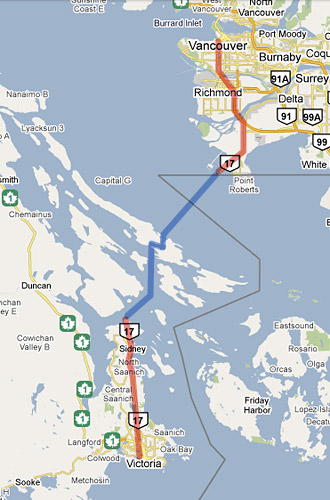 Map Vancouver to Victoria.