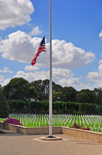 Flag Half-Mast at the Tunis American Cemetery