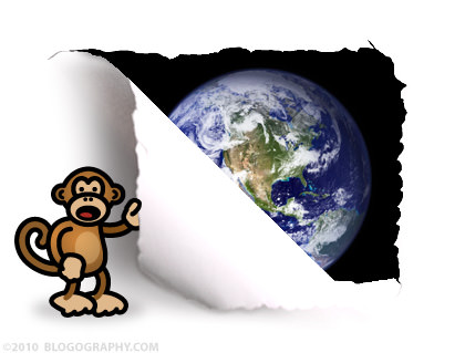 DAVETOON: Bad Monkey rips the paper to reveal... EARTH