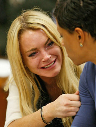 Stupid Worthless Whore Lohan Crying in Court (C)2010 Getty Images