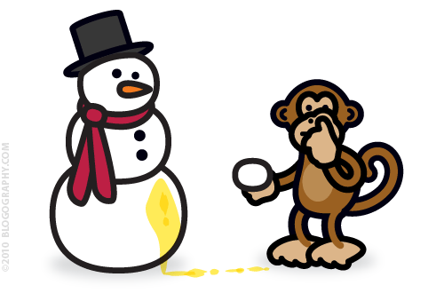 DAVETOON: Bad Monkey builds a snowman