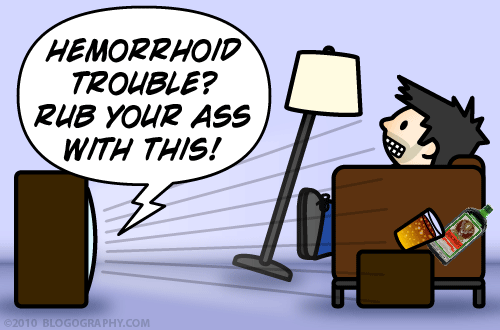 DAVETOON: Lil' Dave getting blasted with a hemorrhoid commercial