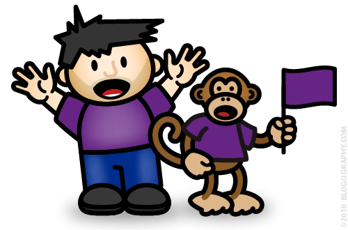 DAVETOON: Lil' Dave and Bad Monkey in Purple