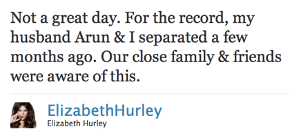 Not a great day. For the record, my husband Arun and I separated a few months ago. Our close family & friends were aware of this.