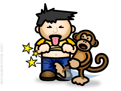 DAVETOON: Bad Monkey kicks Lil' Dave in the crotch.