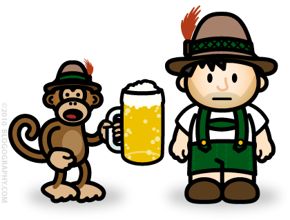 DAVETOON: Bad Monkey and Lil' Dave drinking Koelsch