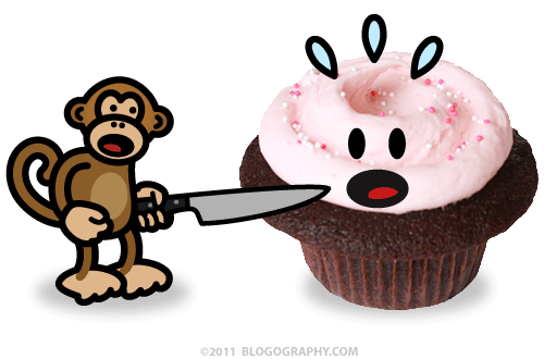 DAVETOON: Bad Monkey Assaults a Kate Cupcake from Cupcake Royale