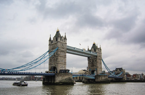 Tower Bridge in the rain.