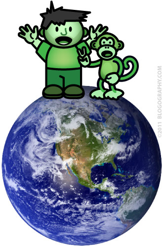 DAVETOON: Green Dave and Green Monkey on the Earth