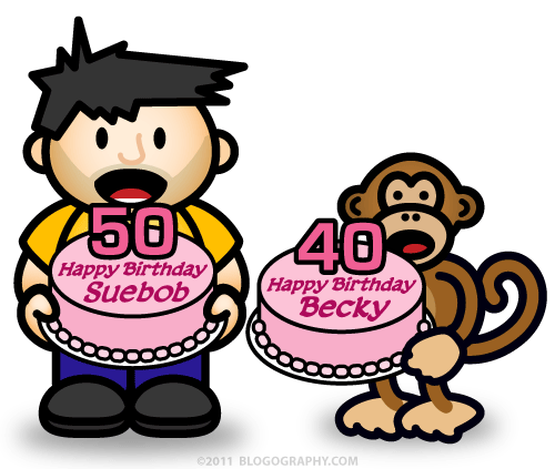 Lil' Dave and Bad Monkey with Happy Birthday Cakes!