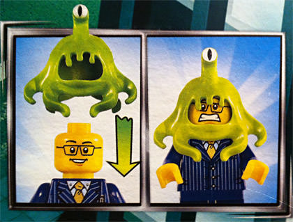 LEGO MiniFig getting his brain eaten by an alien slug