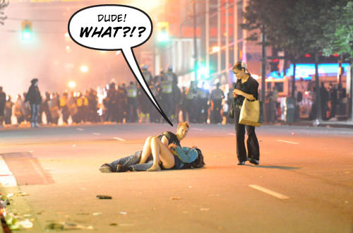 Riot Kissing Couple... Dude!!