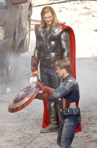 Thor and Captain America in The Avengers!