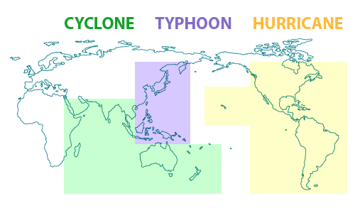 World Map Tropical Storm Names