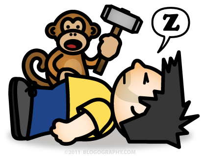 DAVETOON: Bad Monkey hit Lil' Dave with a Sledgehammer