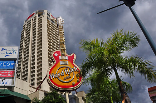 Hard Rock Surfers Paradise under Dark Clouds