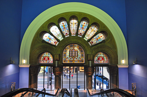 Queen Victoria Building Stained Glass Entrance