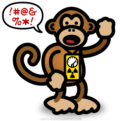 DAVETOON: Bad Monkey Angry at Wearing His Radiation Collar