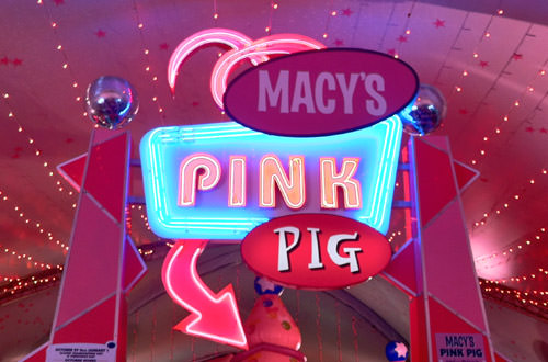 Pink Pig Sign at Macy's