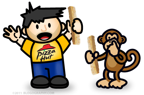 DAVETOON: Lil' Dave and Bad Monkey with Pizza Hut Sticks