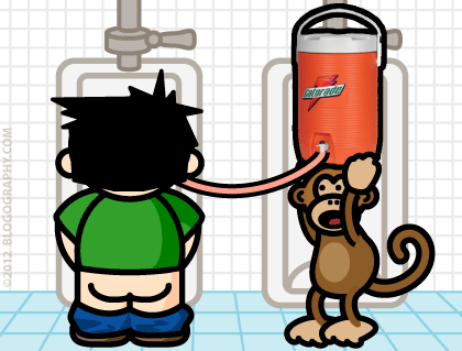 DAVETOON: Lil' Dave Peeing while Bad Monkey Feeds Him Gatorade!