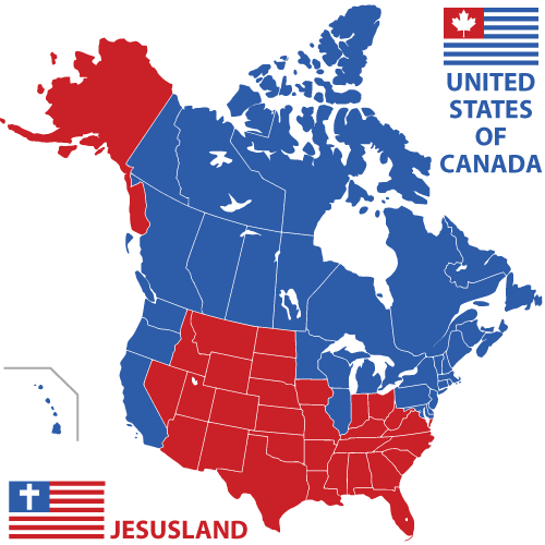 Jesusland and the United States of Canada Map