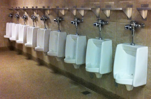 Sea-Tac Packed Urinals