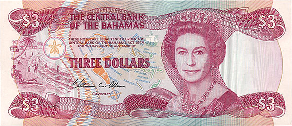 Bahamian Three Dollar Bill