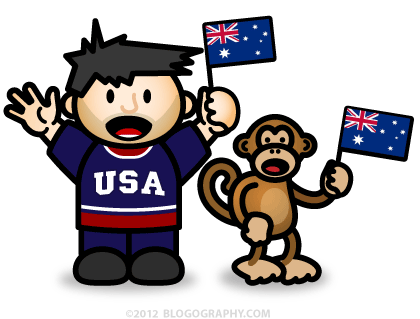 DAVETOON: Lil' Dave and Bad Monkey with Australia Flags