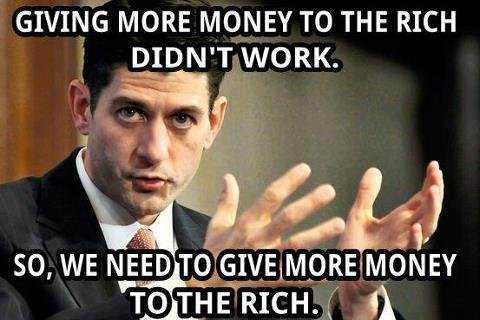 Giving more money to the rich didn't work. So, we need to give more money to the rich.