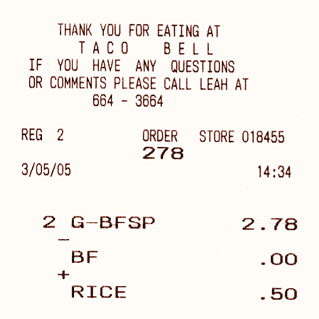 Taco Receipt