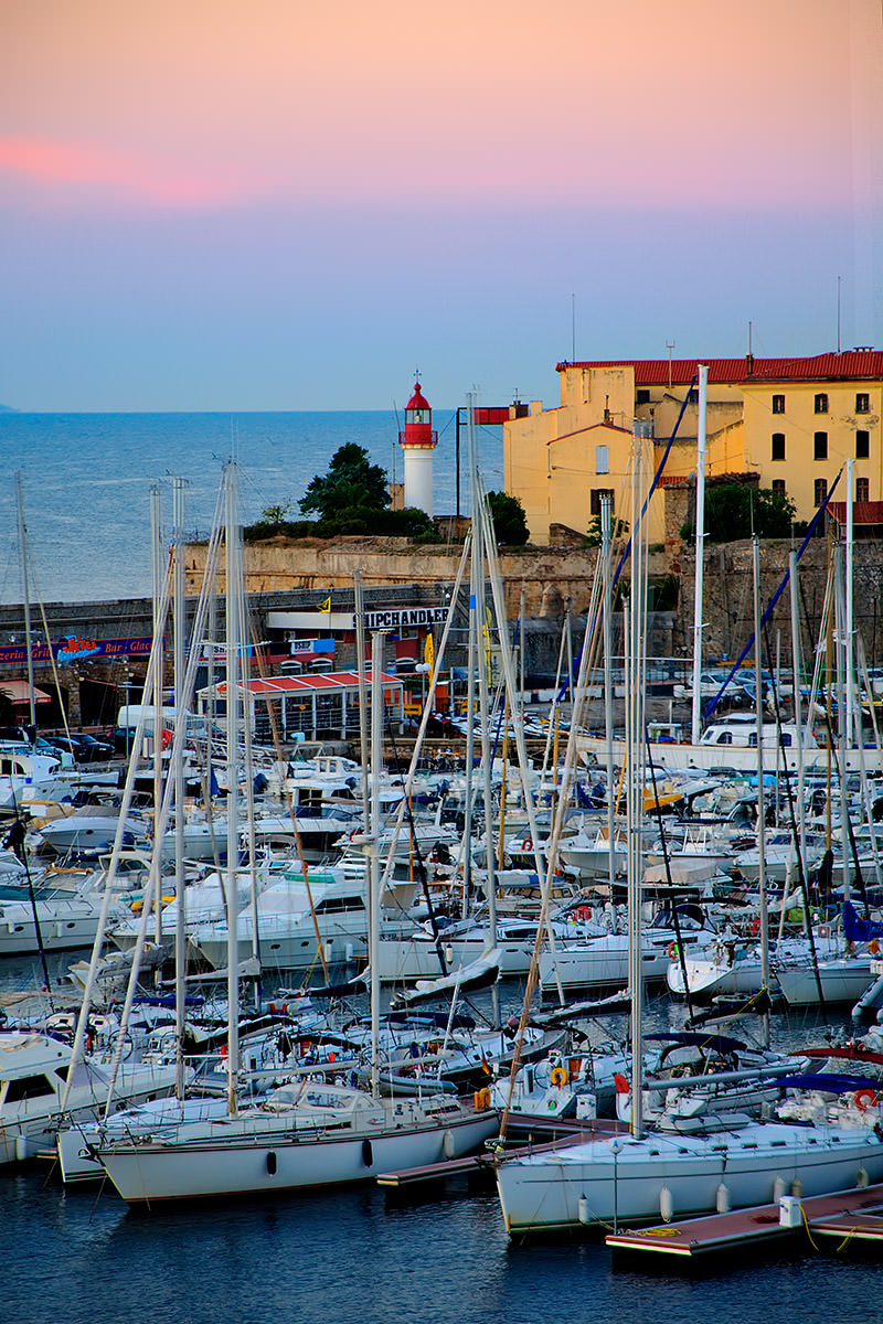 Pulling into Ajaccio, Corsica, France at sunrise.