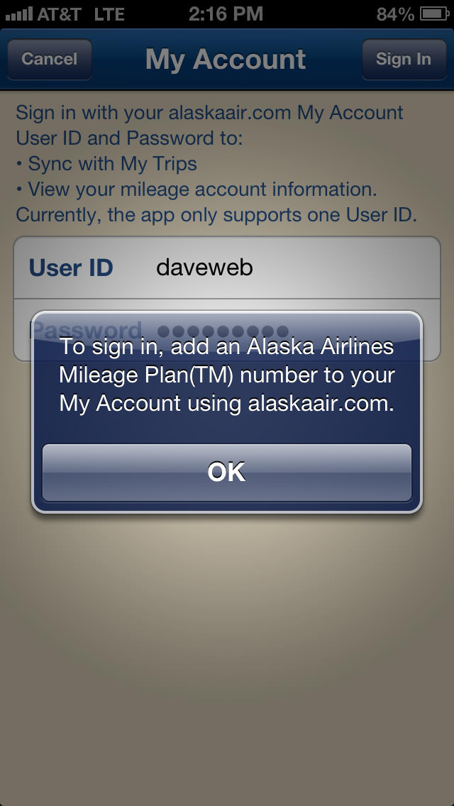 Alaska Airlines App FAIL Need Account