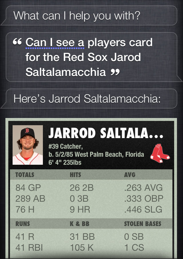 Siri Jarrod Saltalamacchia Player Card