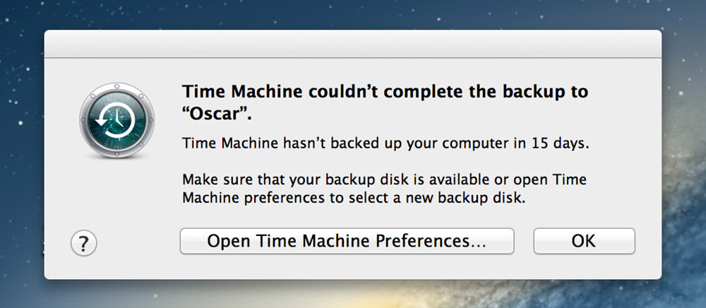 Time Machine Backup Error