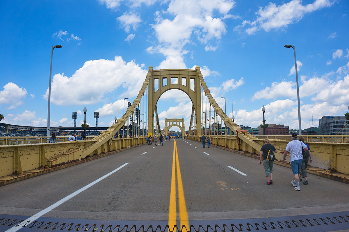 To The Ball Park Over Roberto Clemente Bridge