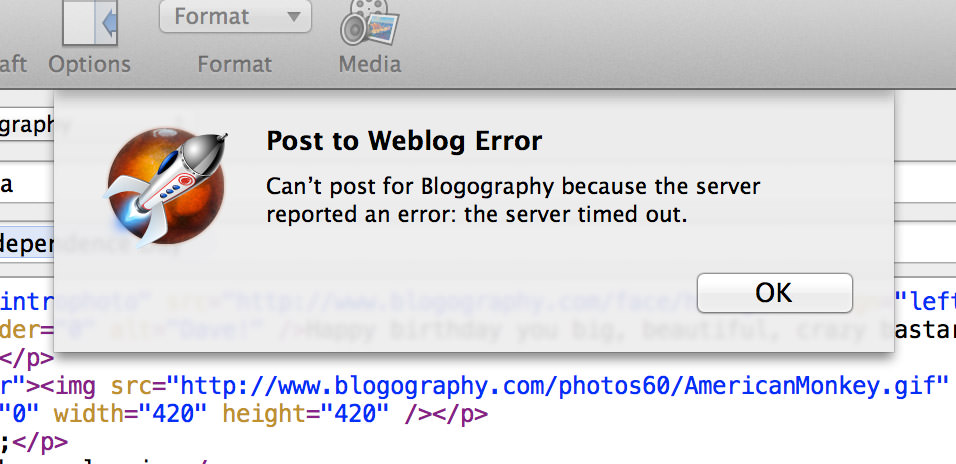 Weblog Error Can't post!