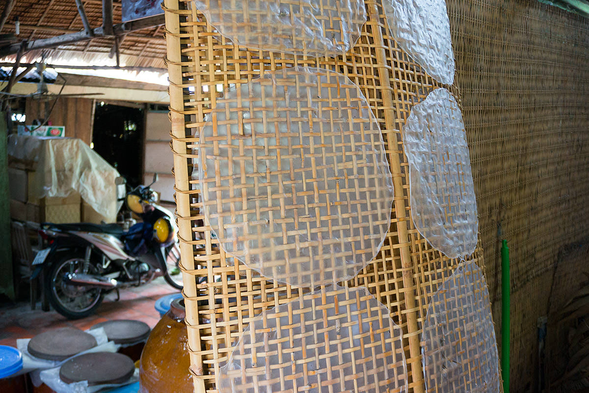 Rice Paper Drying in the Sun in Vietnam