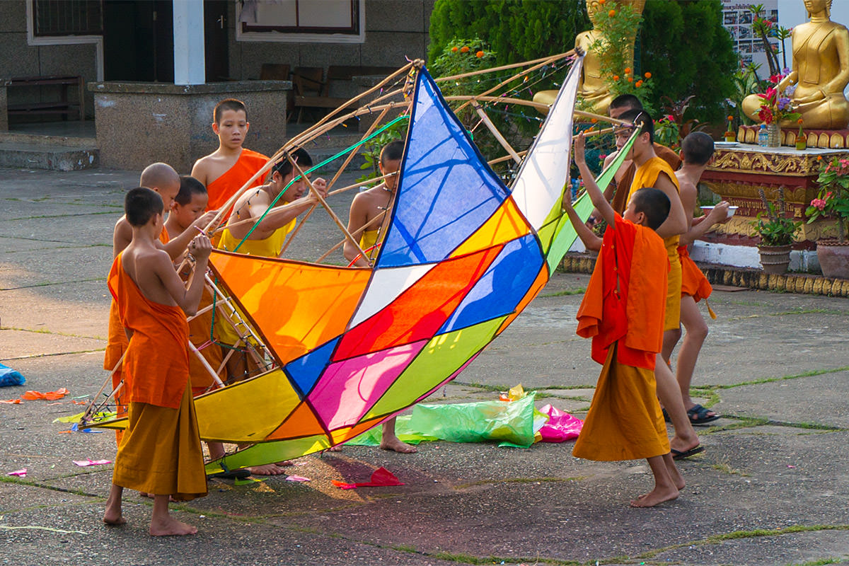 Novice Monks at a Temple in Luang Prabang, Laos