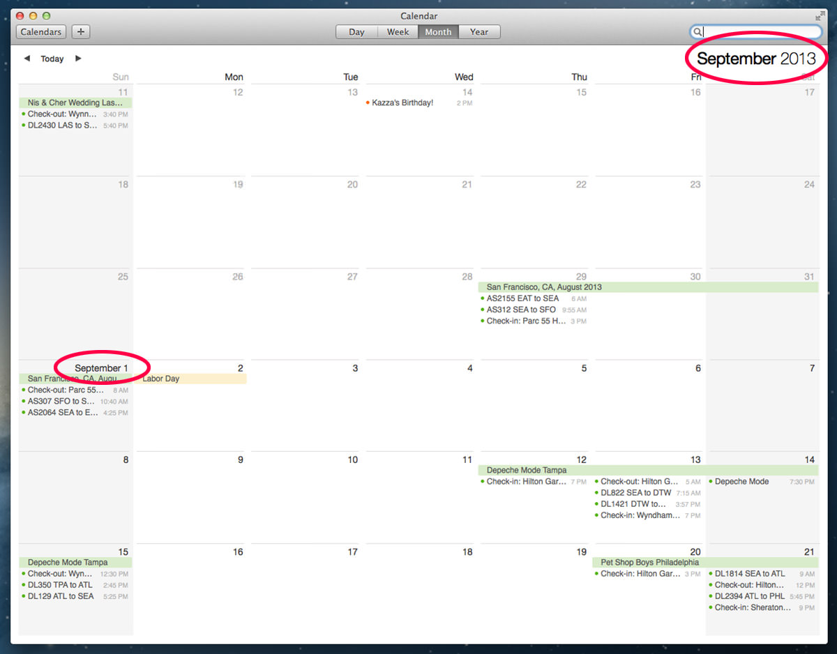 Mavericks Calendar Confusion