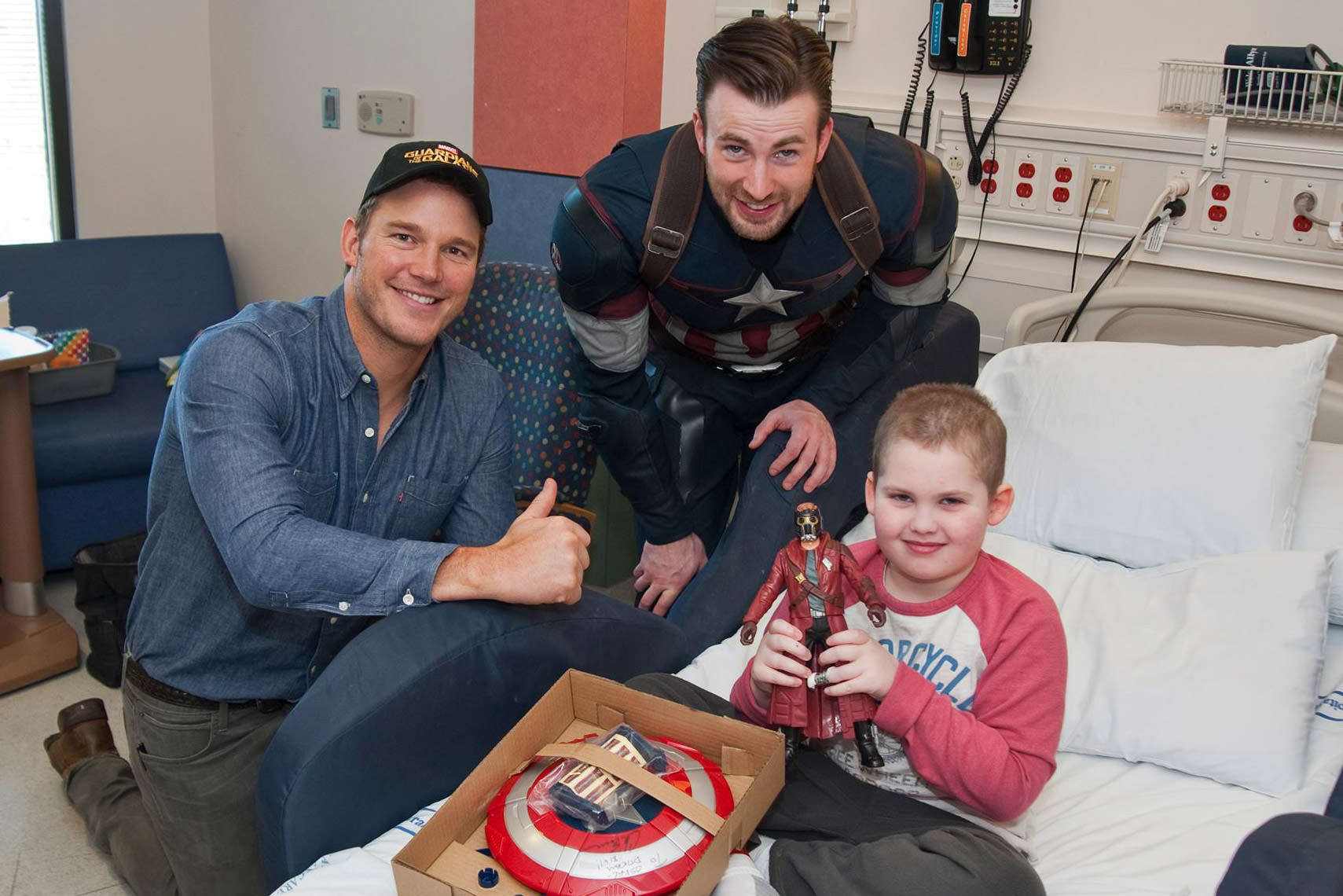 Captain America and Star Lord visit Seattle Children's Hospital
