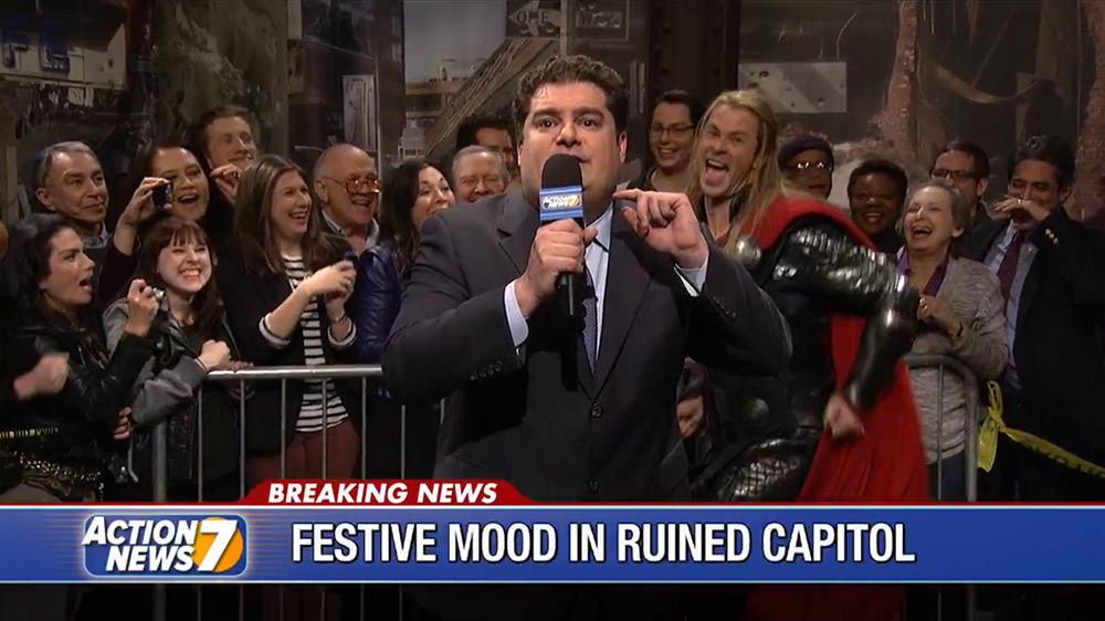 Thor Celebrates Victory Over Ultron on SNL