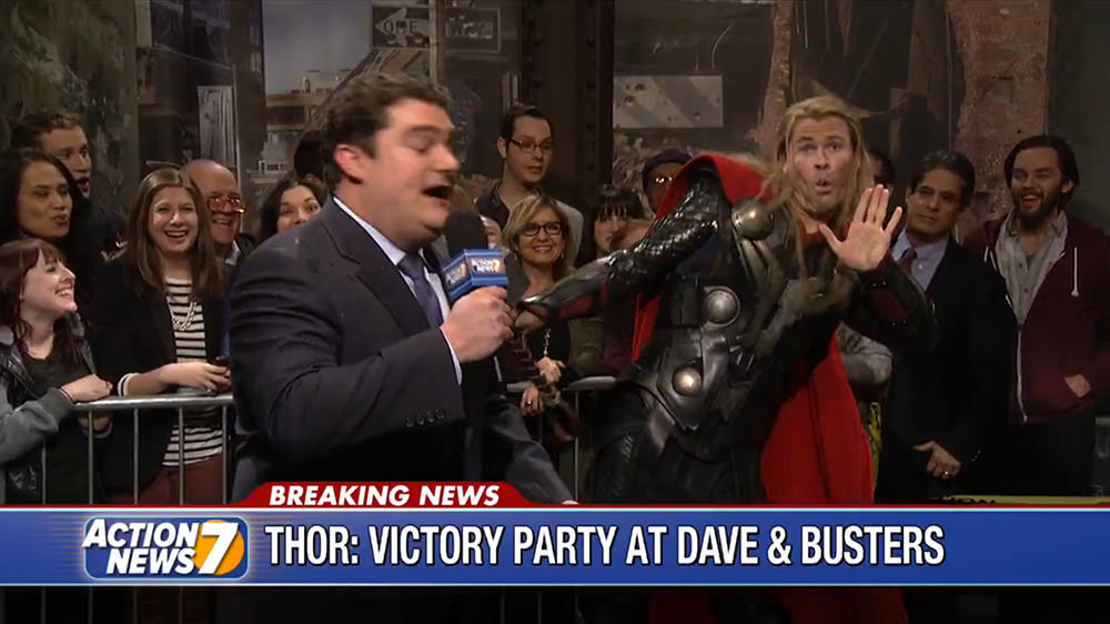 Thor Celebrates Victory Over Ultron on SNL