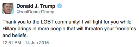 Trump Supporting LGBT Persons Tweet