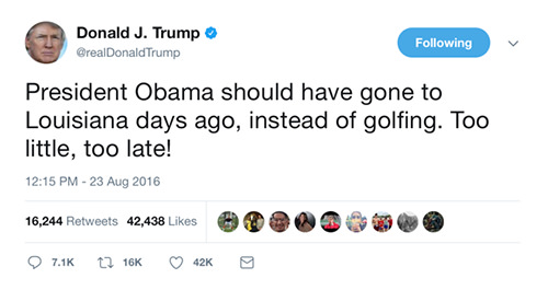 Another Stupid Fucking Tweet by the Asshole in Chief