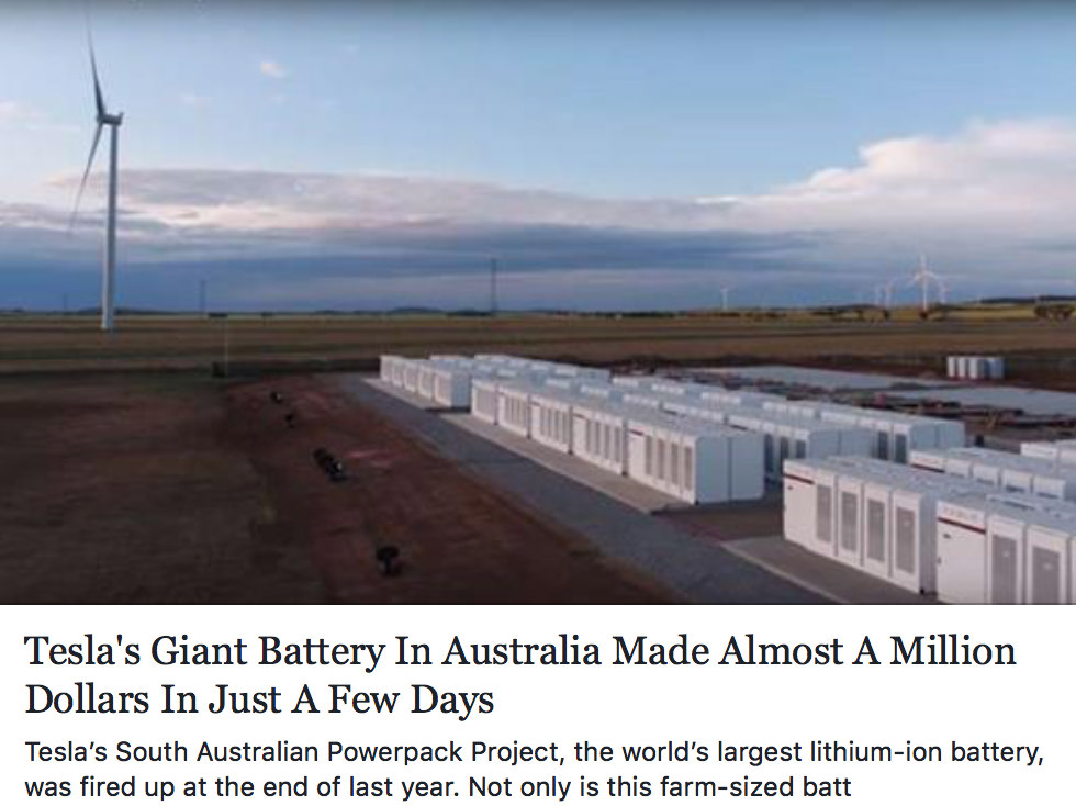 Tesla Battery in Australia made Almost a Million Dollars in a Few Days