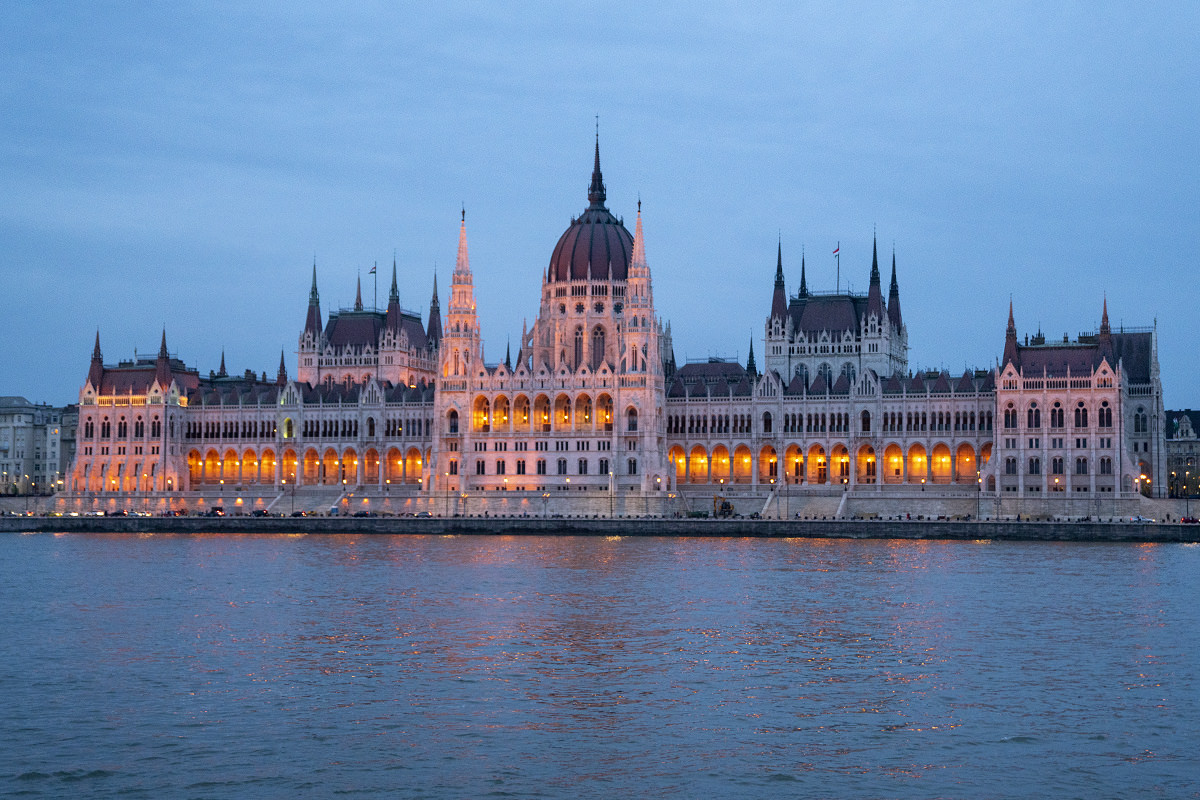 Hungarian Parliament Bulding at night in Budapest