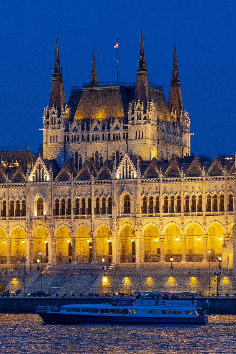 Hungarian Parliament Bulding at night in Budapest